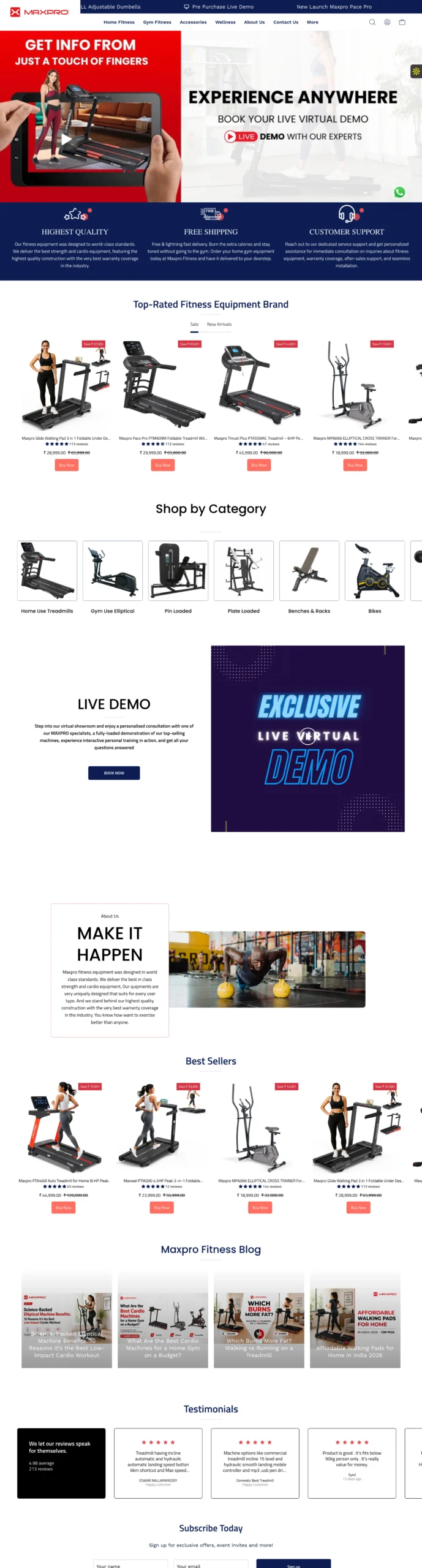 Maxpro Fitness - Before Redesign